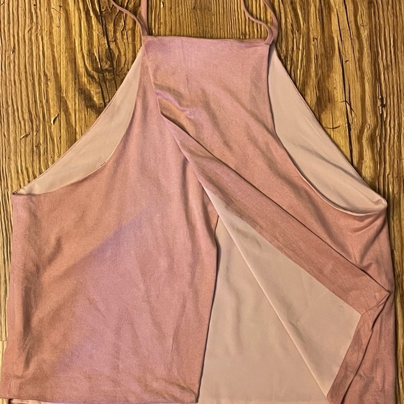 Olivaceous size Large, Pink, suede, halter top, split back - Picture 2 of 3